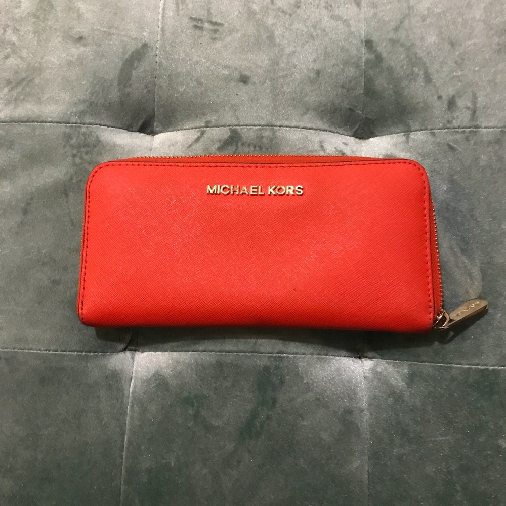 Michael Kors Coral Zippered Wallet